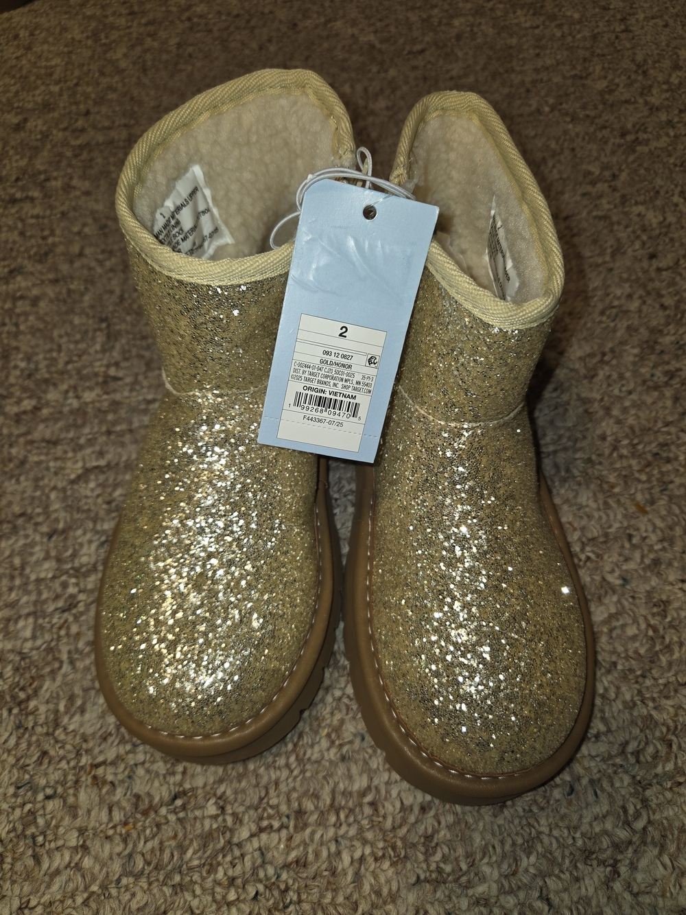 Kids Glitter Winter Boots - Gold
